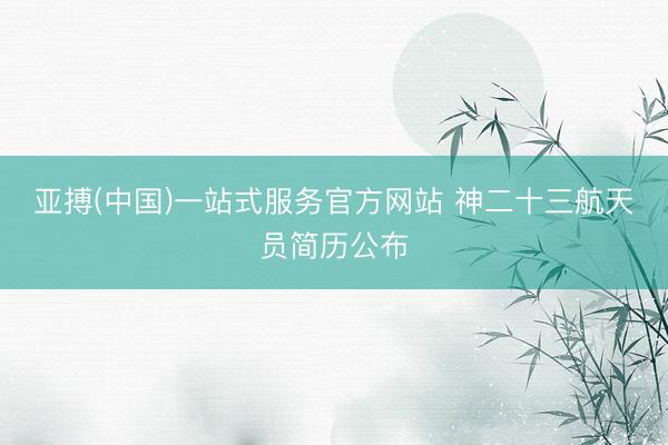 亚搏(中国)一站式服务官方网站 神二十三航天员简历公布