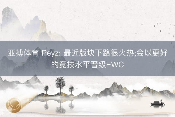 亚搏体育 Peyz: 最近版块下路很火热;会以更好的竞技水平晋级EWC