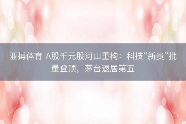 亚搏体育 A股千元股河山重构：科技“新贵”批量登顶，茅台退居第五