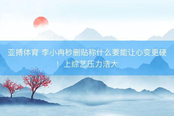 亚搏体育 李小冉秒删贴称什么要能让心变更硬！上综艺压力浩大