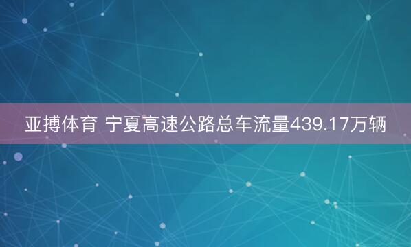 亚搏体育 宁夏高速公路总车流量439.17万辆