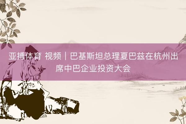 亚搏体育 视频｜巴基斯坦总理夏巴兹在杭州出席中巴企业投资大会