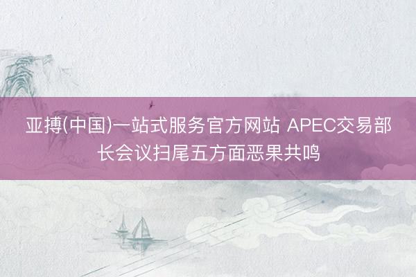 亚搏(中国)一站式服务官方网站 APEC交易部长会议扫尾五方面恶果共鸣