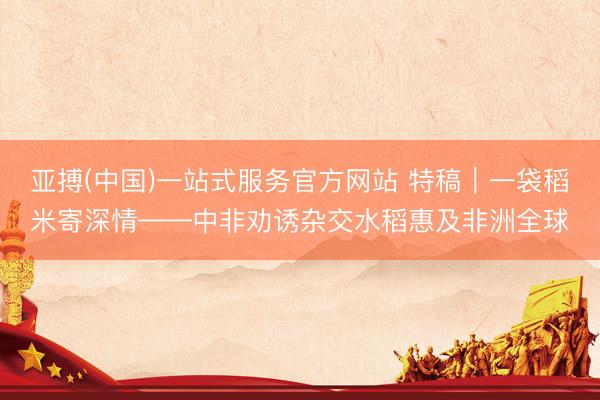 亚搏(中国)一站式服务官方网站 特稿｜一袋稻米寄深情——中非劝诱杂交水稻惠及非洲全球
