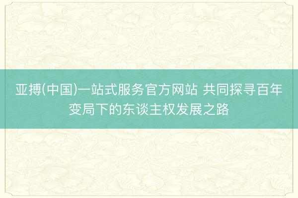 亚搏(中国)一站式服务官方网站 共同探寻百年变局下的东谈主权发展之路
