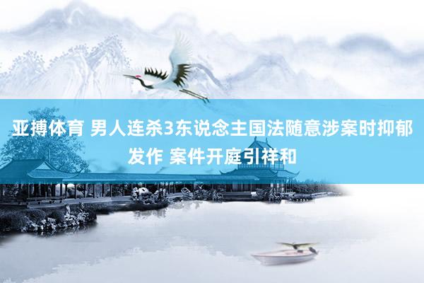 亚搏体育 男人连杀3东说念主国法随意涉案时抑郁发作 案件开庭引祥和